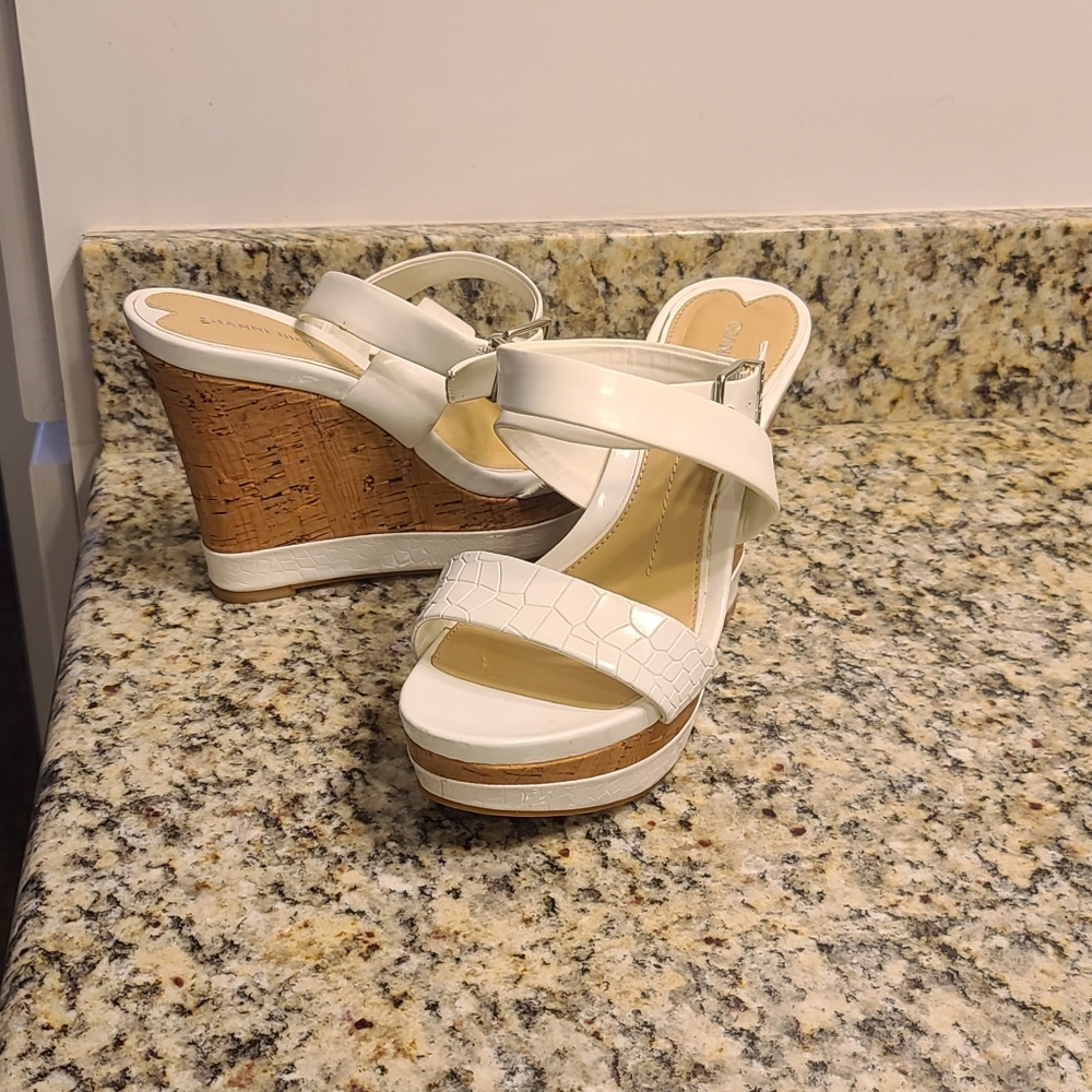 White platform sandals